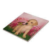 Yellow Lab Puppy Butterflies Dog Tegeltje (Zijkant)