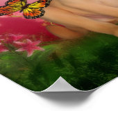 Yellow Lab Puppy Butterfly Lily Flowers Dog Art Poster (Hoek)