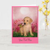 Yellow Lab Puppy Dog Art Fotokaart Kaart (Gele Bloem)