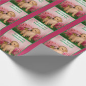 Yellow Lab Puppy Dog Art gepersonaliseerd Cadeaupapier (Hoek)