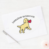 Yellow Lab Puppy en Rood Hart Ovale Sticker (Envelop)