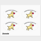 Yellow Lab Puppy en Rood Hart Ovale Sticker (Vel)