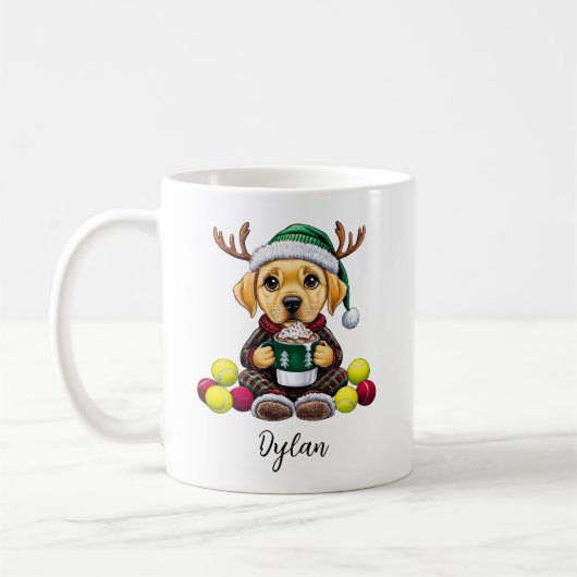 Yellow Lab Puppy Gepersonaliseerde Kerst Mok (Links)