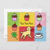 Yellow Lab Puppy Heart Cartoon Briefkaart (Voorkant / Achterkant)