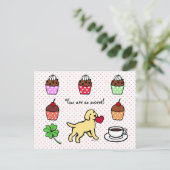 Yellow Lab Puppy Heart Cartoon Briefkaart (Staand voorkant)