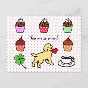 Yellow Lab Puppy Heart Cartoon Briefkaart