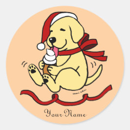 Yellow Lab Puppy Kerst Cartoon Stickers