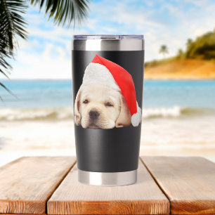 Yellow Lab Puppy Schattige Santa Hat Afbeelding Ch Geïsoleerde Drinkbeker