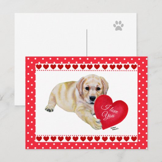 Yellow Lab Puppy Valentijnsdag kaart (Voorkant / Achterkant)