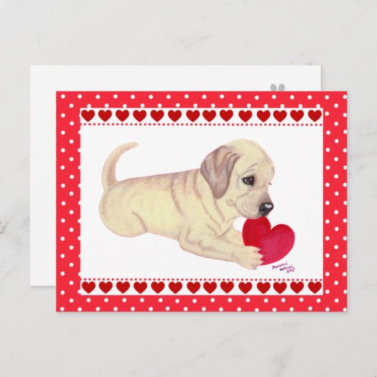 Yellow Lab Puppy Valentijnsdag kaart (Voorkant / Achterkant)