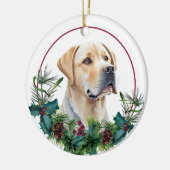 Yellow Lab Retriever Evergreen Berry krans Keramisch Ornament (Links)