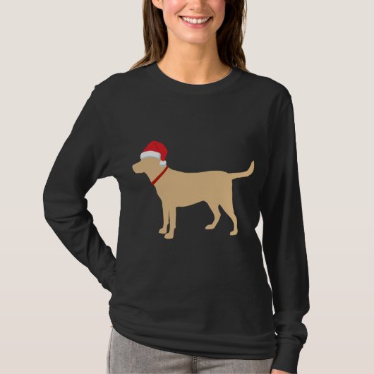 Yellow Lab Santa Hat Schattigee Labrador Kerst T-shirt (Voorkant)