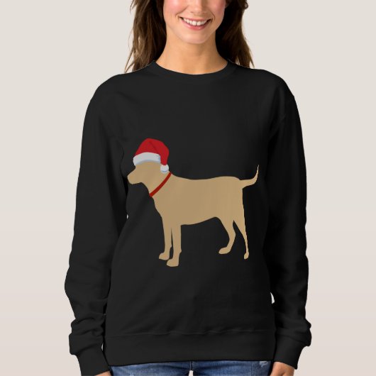 Yellow Lab Santa Hat Schattigee Labrador Kerst Trui (Voorkant)