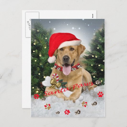 Yellow Lab Santa Paws Kaart (Voorkant / Achterkant)