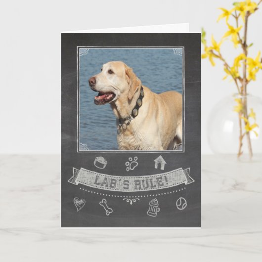 Yellow Lab schoolbord Verjaardag Kaart (Gele Bloem)