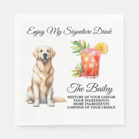 Yellow Lab Signature Drink Bruiloft Pet Servet (Voorkant)