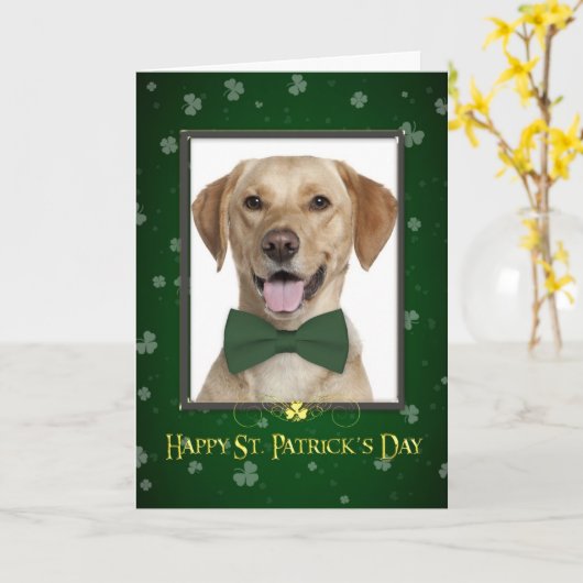 Yellow Lab St. Patrick's Day Kaart (Gele Bloem)