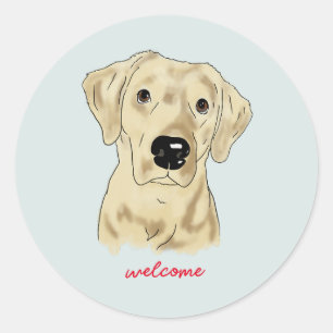 Yellow Lab-waterverf Ronde Sticker