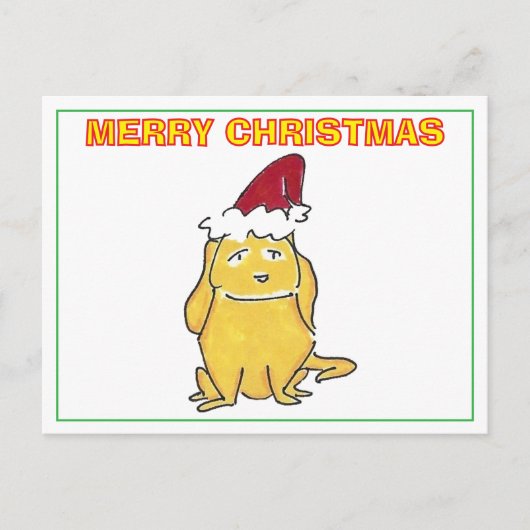 Yellow Lab With Christmas Cap Cartoon Christmas Feestdagenkaart (Voorkant)