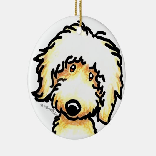 Yellow Labradoodle Art gepersonaliseerd Keramisch Ornament (Rechts)