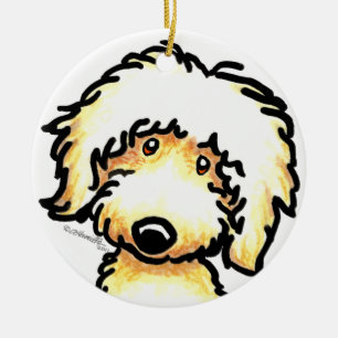 Yellow Labradoodle Art gepersonaliseerd Keramisch Ornament