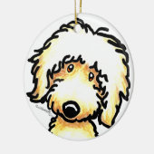 Yellow Labradoodle Art gepersonaliseerd Keramisch Ornament (Links)