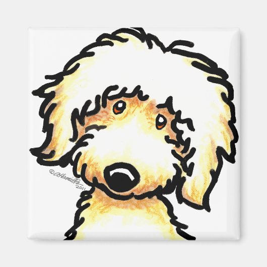Yellow Labradoodle Art Magneet (Voorkant)