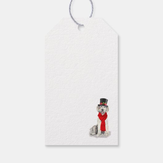 Yellow Labradoodle Holiday Dog Kerstmis Cadeaulabel (Achterkant)