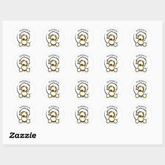 Yellow Labradoodle IAAM Ronde Sticker (Vel)