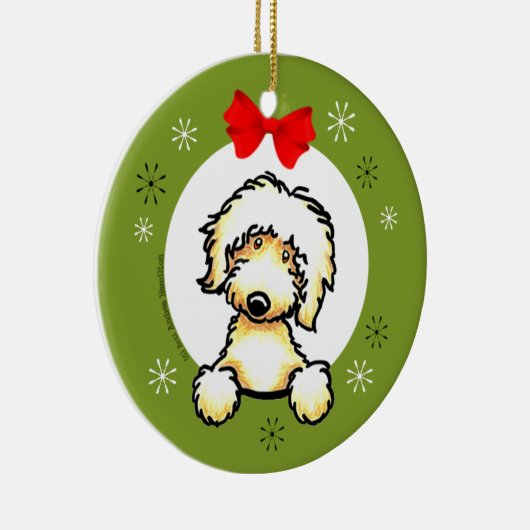 Yellow Labradoodle kerstclassic Keramisch Ornament (Rechts)