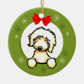 Yellow Labradoodle kerstclassic Keramisch Ornament (Voorkant)