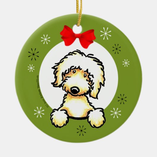 Yellow Labradoodle kerstclassic Keramisch Ornament (Voorkant)