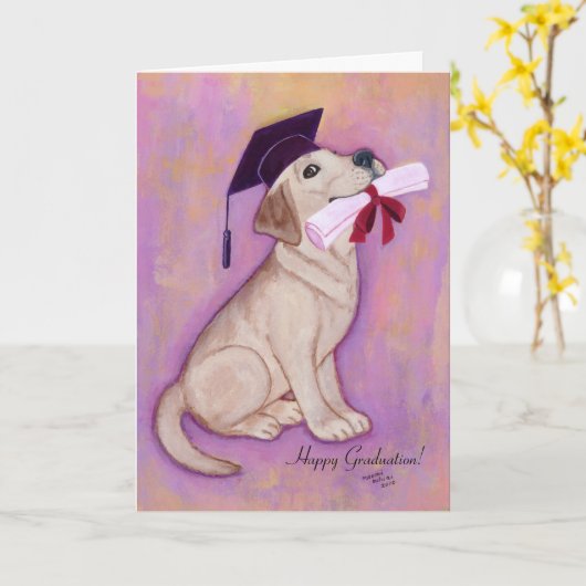 Yellow Labrador-Afstuderen Kaart (Gele Bloem)