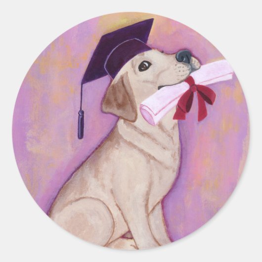 Yellow Labrador-Afstuderen Ronde Sticker (Voorkant)