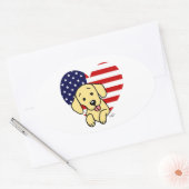Yellow Labrador American Heart Ovale Sticker (Envelop)