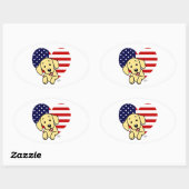 Yellow Labrador American Heart Ovale Sticker (Vel)