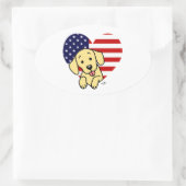 Yellow Labrador American Heart Ovale Sticker (Tas)