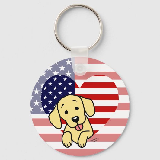 Yellow Labrador American Heart Sleutelhanger (Voorkant)