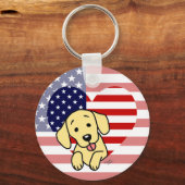 Yellow Labrador American Heart Sleutelhanger (Voorkant)