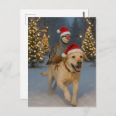Yellow Labrador and Partridge Christmas postcard Briefkaart (Voorkant / Achterkant)