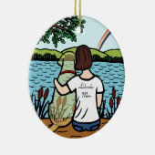 Yellow Labrador Angel en mam 1 Keramisch Ornament (Rechts)