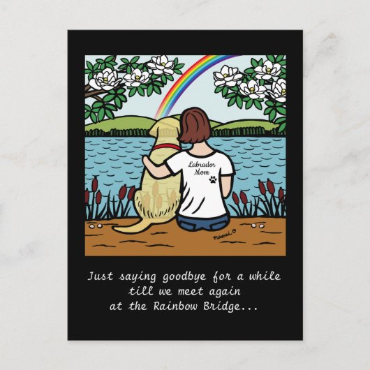 Yellow Labrador Angel en mam Brown Briefkaart (Voorkant)