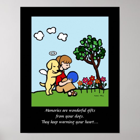 Yellow Labrador Angel met Love Cartoon 2 Poster (Voorkant)