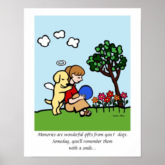 Yellow Labrador Angel met Love Cartoon Poster (Voorkant)
