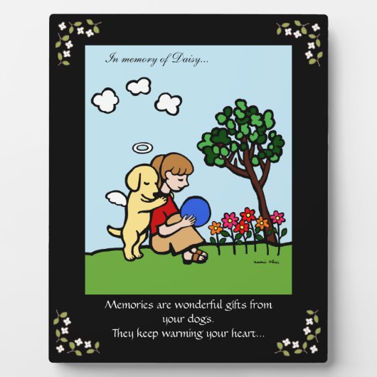 Yellow Labrador Angel met Love Memorial Fotoplaat (Voorkant)