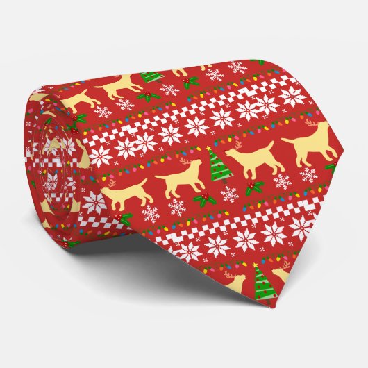 Yellow Labrador Antlers kerstpatroon Stropdas (Opgerold)