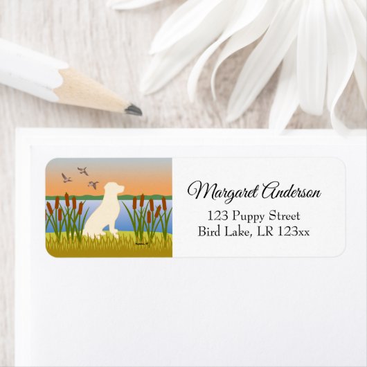 Yellow Labrador Bird Dog Sunset Etiket (Insitu)