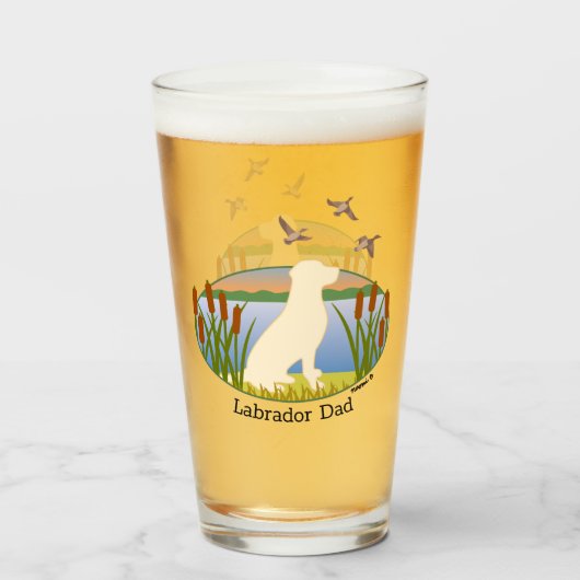 Yellow Labrador Bird Dog Sunset Glas (Voorkant gevuld)