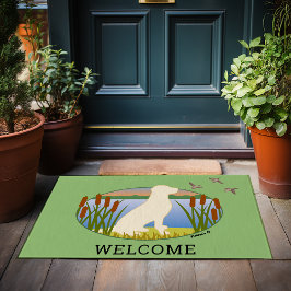 Yellow Labrador Bird Dog Sunset Oval Deurmat