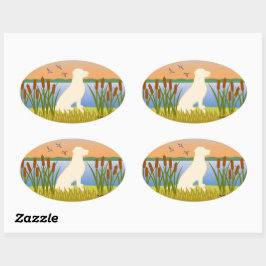 Yellow Labrador Bird Dog Sunset Ovale Sticker